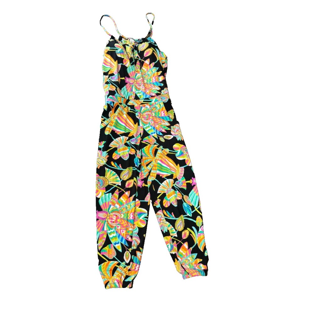 Vintage Trina turk jumpsuit Yellow orange multicolor Extra small Floral Style